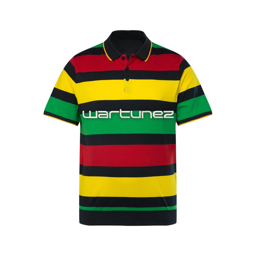 Multicolor Striped Polo Shirt – Red, Yellow, and Green