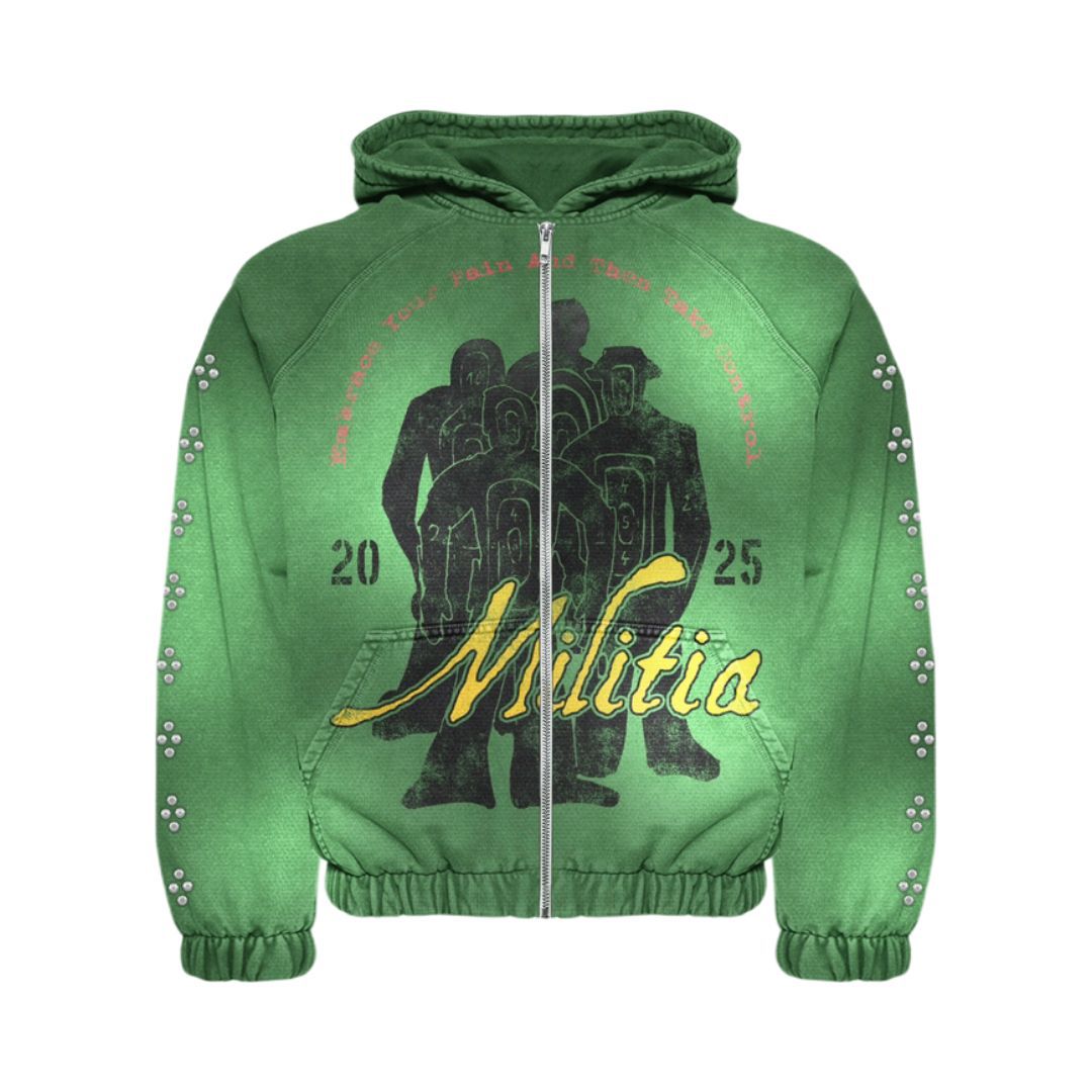 Militia Graphic Zip-Up Hoodie
