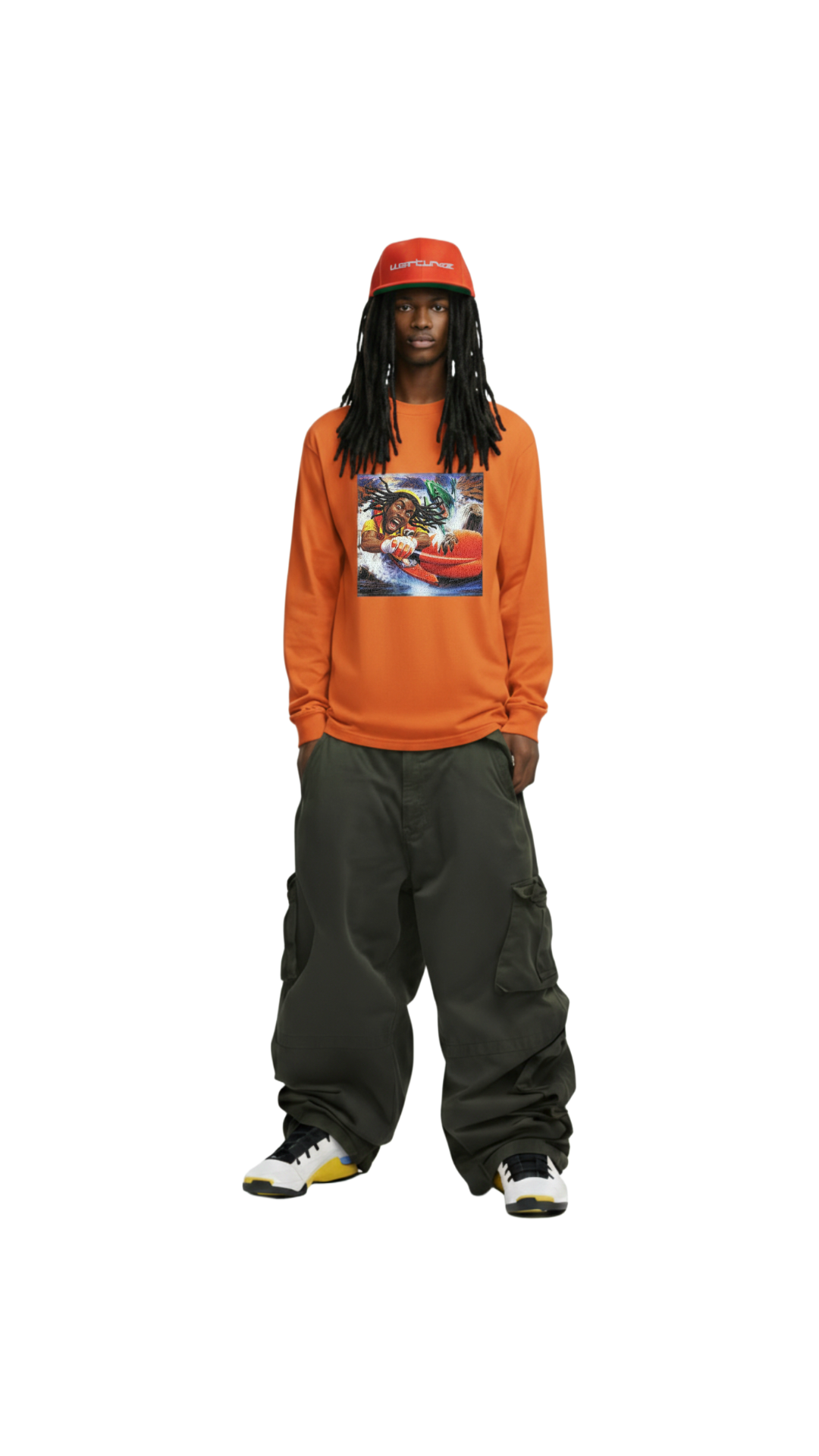 Orange Waterfall LS Tee