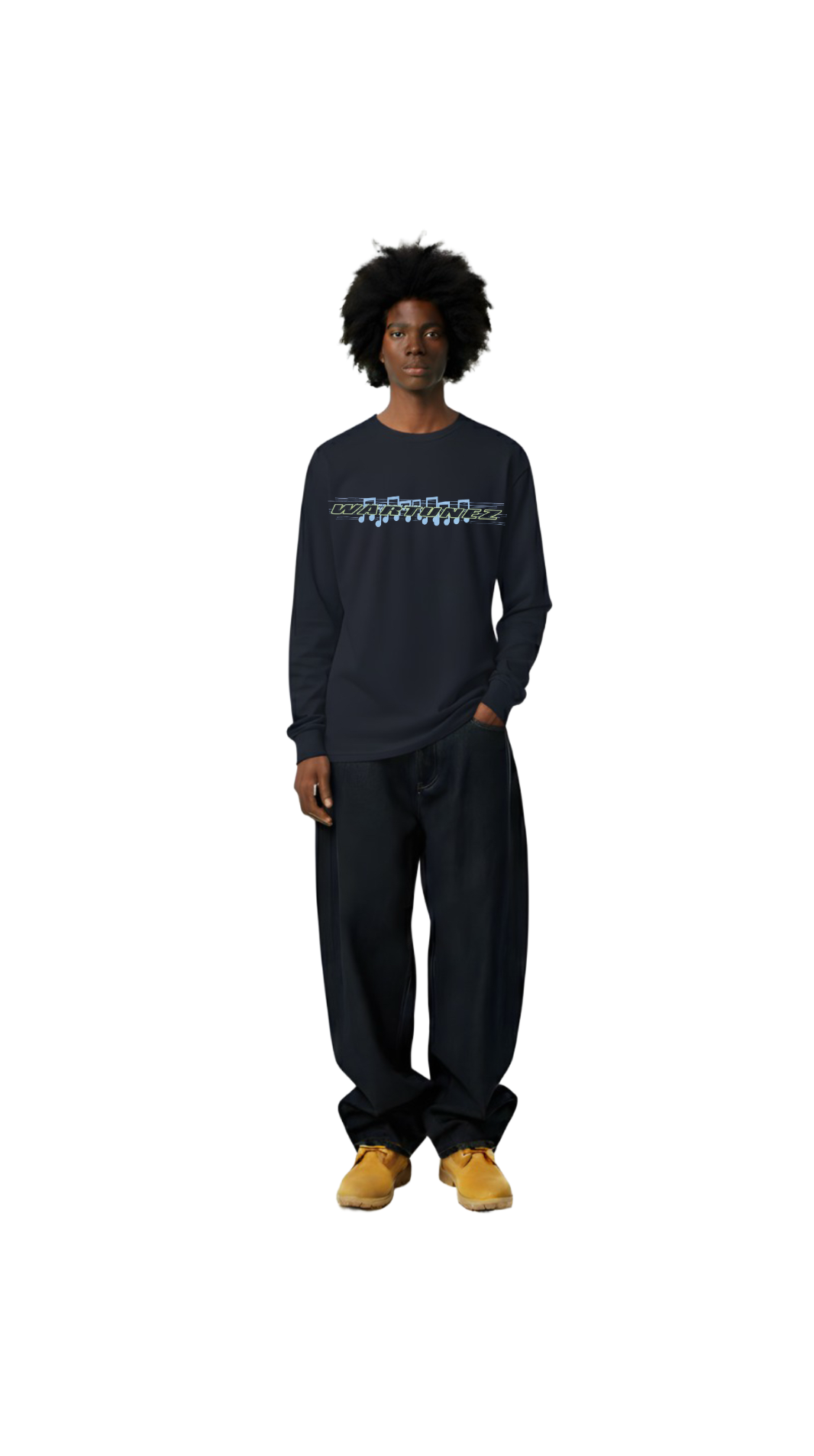 Navy Music Notes LS Tee