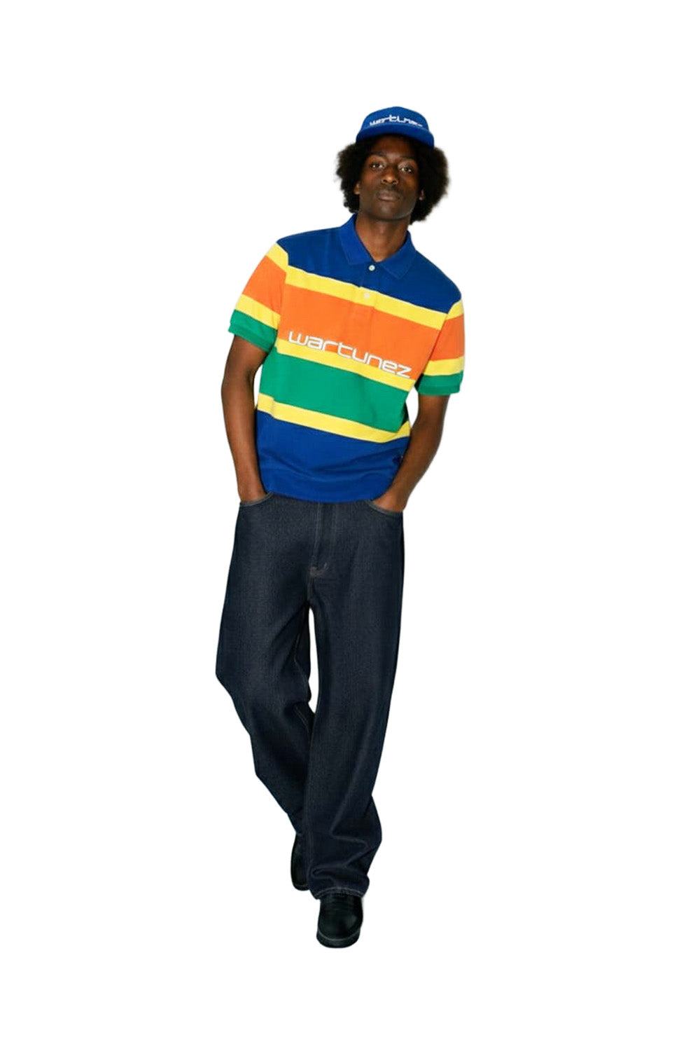 Multicolor Striped Polo Shirt – Blue, Orange and Green