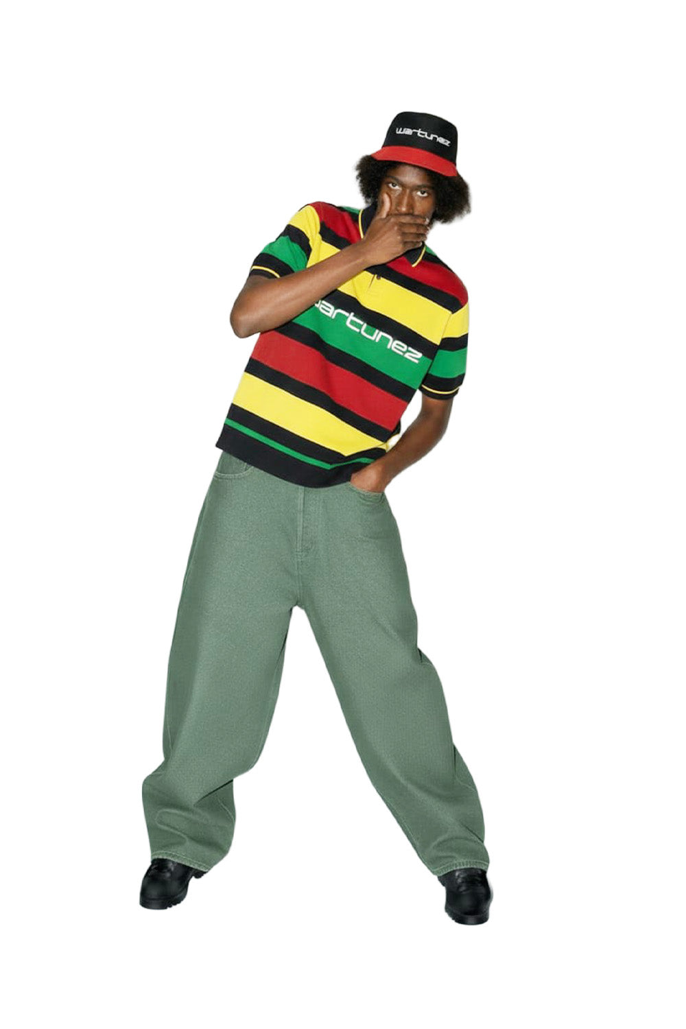 Multicolor Striped Polo Shirt – Red, Yellow, and Green